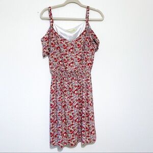 Gianni Bini Red Floral Cold Shoulder Dress Size M